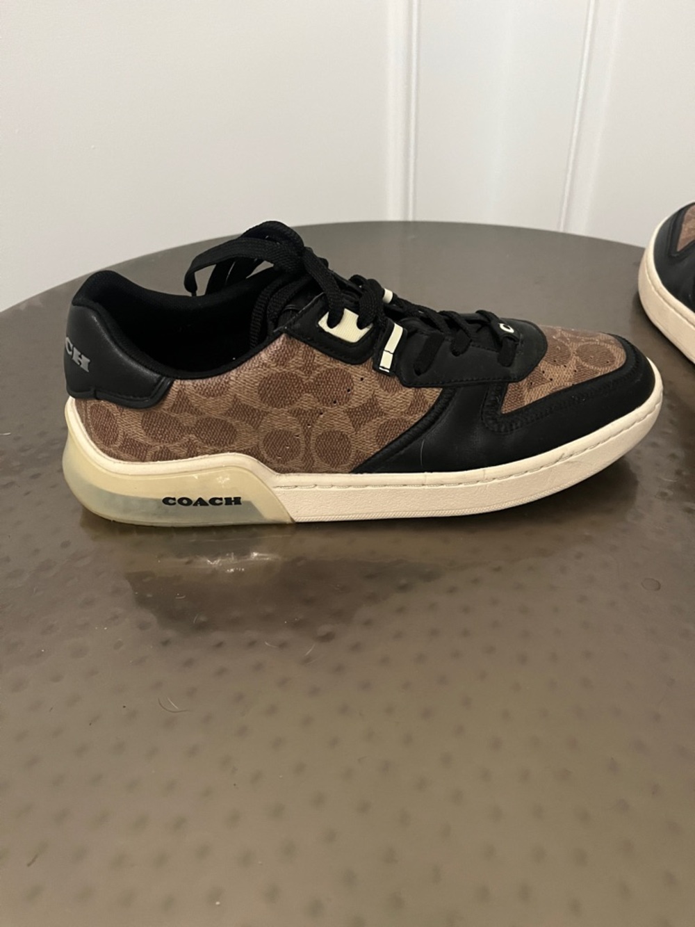 Coach Men's 10.5 Brown Signature Canvas & Black Leather Sneakers - Picture 10 of 10